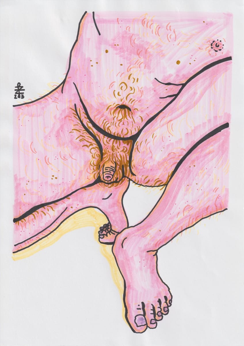 tattooless-pink-nude-crouching-2023-nsfw